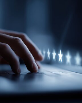 Online reputation rating stars review system digital business concept
