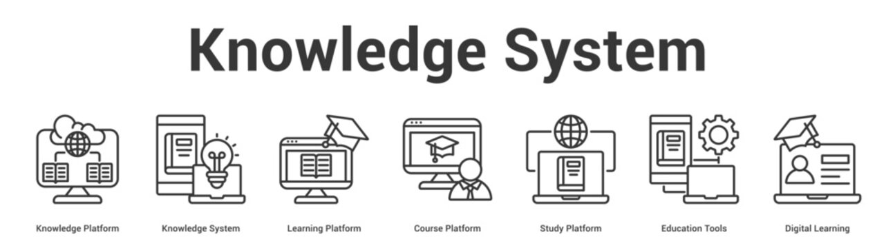 Knowledge System web banner icon vector illustration concept for business with icon of Knowledge Platform, Knowledge System, Learning Platform, Course Platform, Study Platform, Education Tools,.