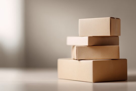 Stack of cardboard shipping boxes logistics delivery concept