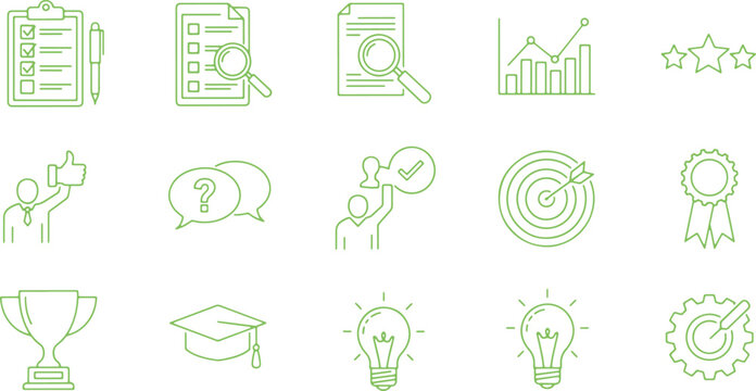 Education and learning line icons set on transparent background for study, research and graduation.