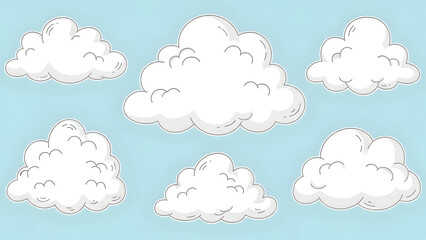 Obraz premium fluffy white cotton clouds set isolated