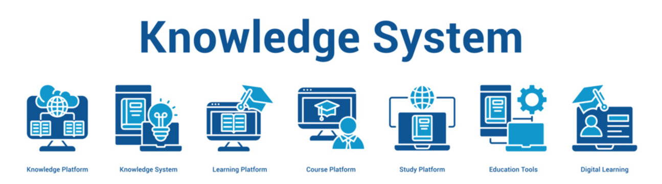 Knowledge System web banner icon vector illustration concept for business with icon of Knowledge Platform, Knowledge System, Learning Platform, Course Platform, Study Platform, Education Tools,.