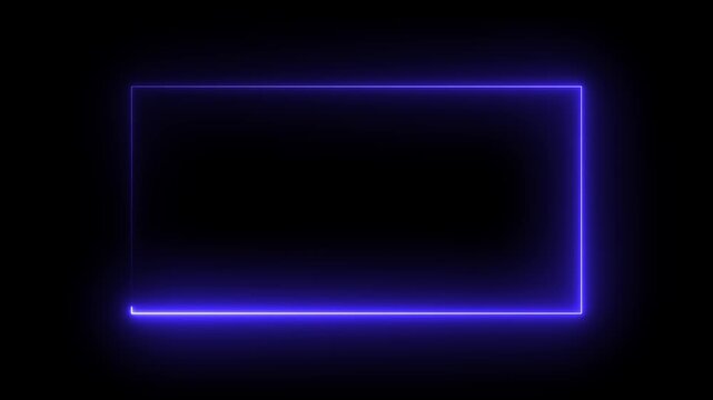 Glowing neon blue rectangular frame border animation with smooth light motion overlay rectangle.