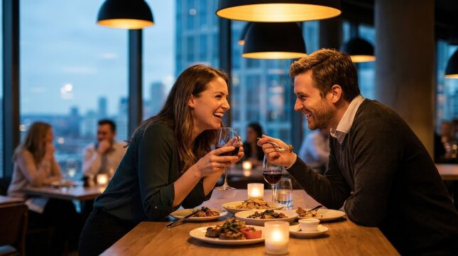 Date night fun, lifestyle scene, commercial stock appeal, natural emotion, balanced composition, realistic lighting, crisp focus, refined atmosphere, polished editorial finish, relatable storytelling,