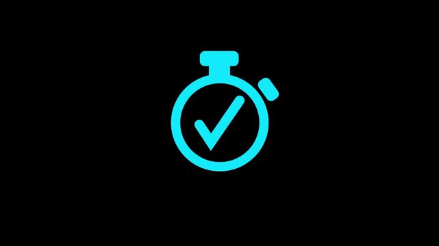 cyan stopwatch animation on a green canvas. a vibrant circular timer with a moving quarter segment. suitable for indicating progress or short durations