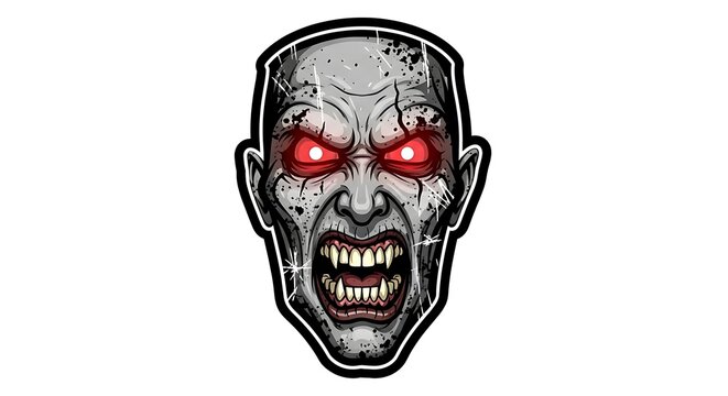 zombie horror face glowing red eyes