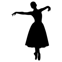 Elegant ballet dancer silhouette graphic performing a graceful pirouette pose captured in this minimalist vector illustration isolated on a clean white studio art background © Vectscape