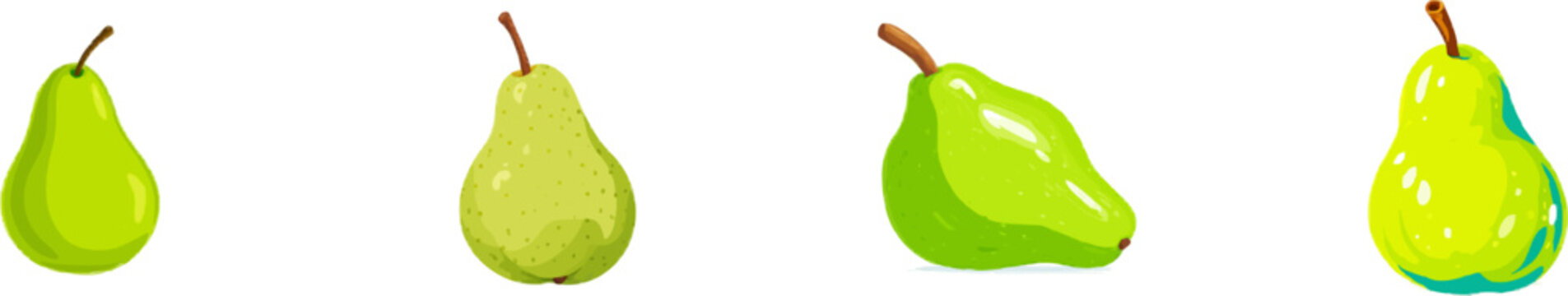 A single large light green pear with a brown stem is depicted in a clean, minimalist flat vector illustration style on a white background