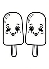 Fototapeta premium Cute cartoon ice cream pops with smiling faces for fun designs