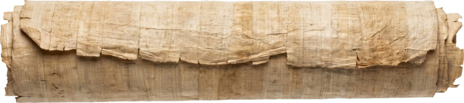 Ancient Egyptian papyrus scroll isolated on transparent background
