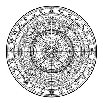 Astrology zodiac wheel chart symbol.
