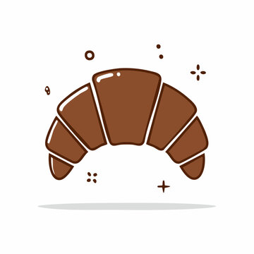 Chocolate Croissant Doodle Icon
