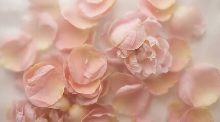 Fototapeta premium Pink flower petals seen through soft matte film, dreamy botanical texture for beauty, romance, spring and elegant design themes, gentle pastel tones, delicate blur, realistic detail, premium artistic