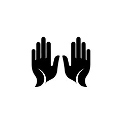 Obraz premium Black minimalist hands icon for care and support logo