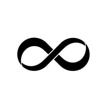 Black minimalist infinity symbol isolated on white background