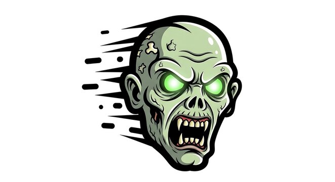 angry zombie head illustration vector
