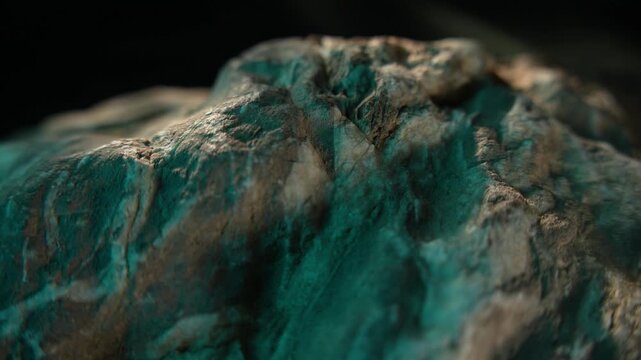 Close-up rock surface with green tones and flowing texture