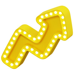 Fototapeta premium 3D Yellow Zigzag Up Arrow Marquee Light Sign Board Isometric View