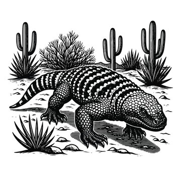 Desert lizard on sandy ground.