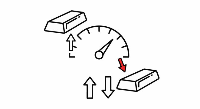 Gauge showing rising and falling precious metal bars