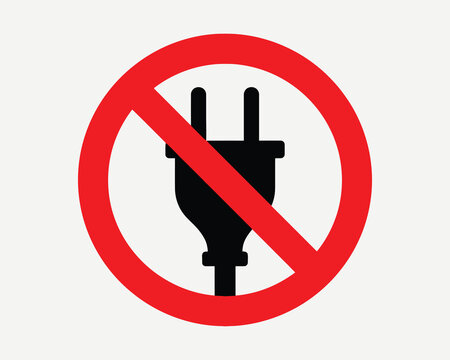 No electrical plug symbol forbidden power icon no power red circle