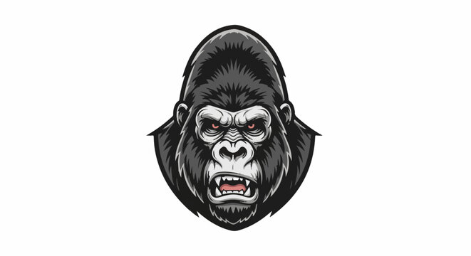 Fierce ape head illustration with bared teeth and red eyes