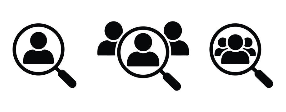 Hiring icons, finding a perfect candidate for recruitment, HR symbol collection, talent acquisition and job search concept, human resources and staffing vector