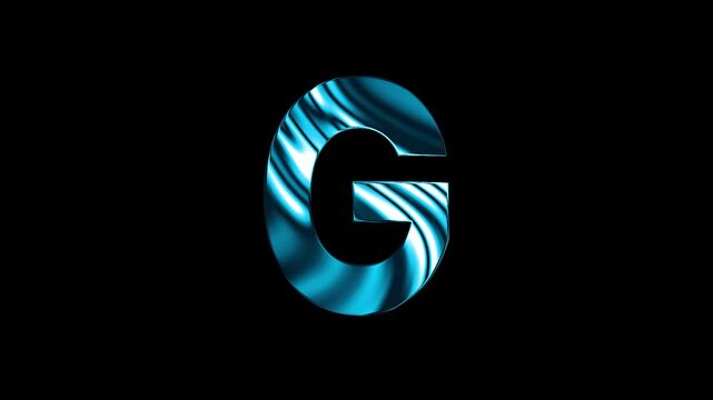 Animation of liquid glass curve line capital G text design with black background.