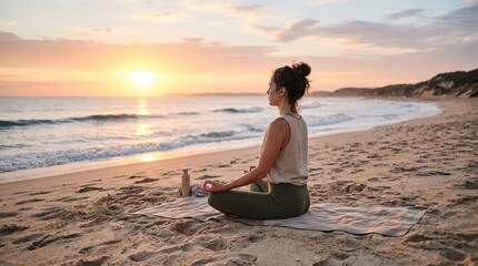 Fototapeta premium woman sitting on the beach