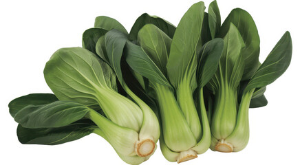 Fototapeta premium Fresh green bok choy vegetables isolated on a clean white background, for healthy food