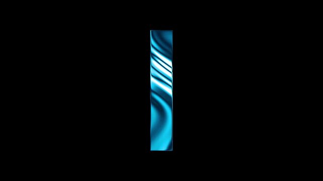 Animation of liquid glass curve line capital I text design with black background