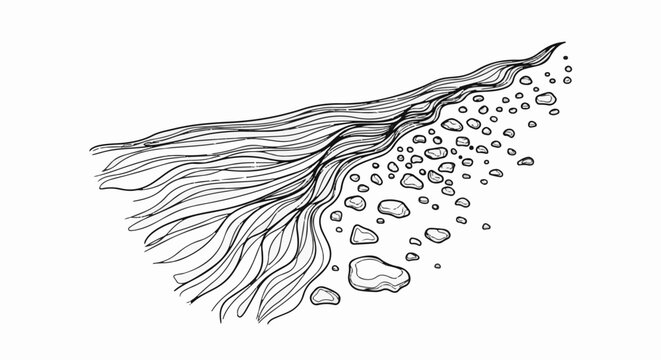 Flowing water cascades over smooth stones on a minimalist landscape