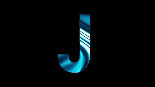 Animation of liquid glass curve line capital J text design with black background