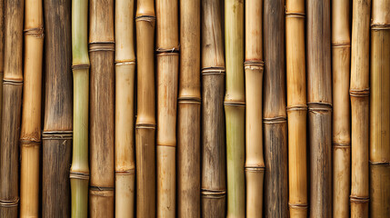 Fototapeta premium Bamboo wall texture made of natural bamboo material, rustic background