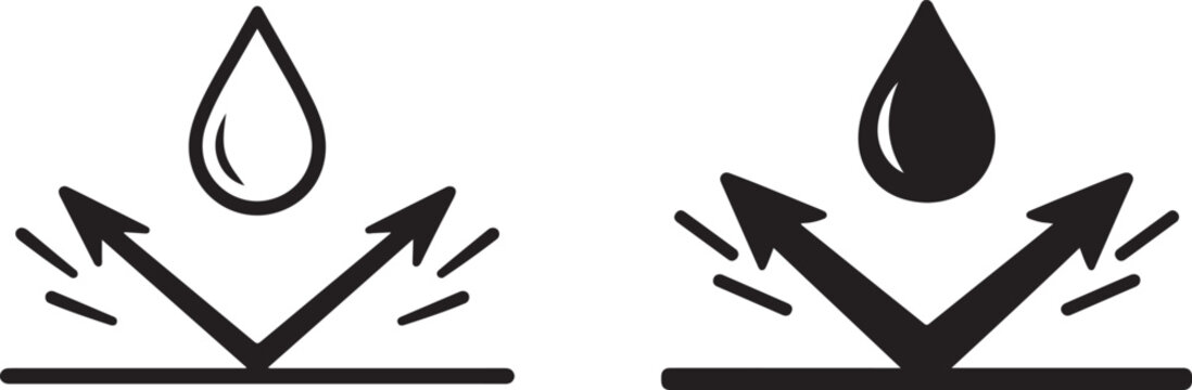 Waterproof sign icon representing protection, water resistance and durability for product use