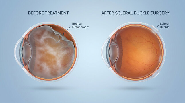 Retinal Detachment Repair with Scleral Buckle Comparison