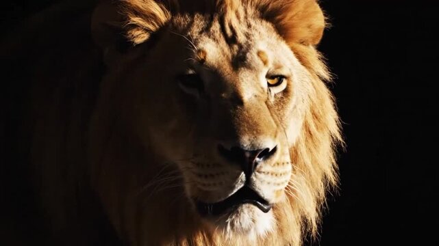 Lion head profile with mane emphasizing environmental sustainability and eco-tourism