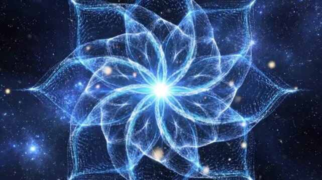 Abstract cosmic flower in space for creative digital media and visual arts