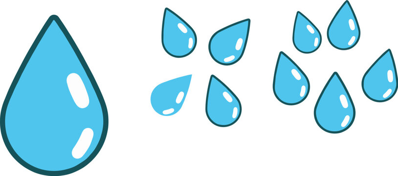 Water Drop and Rain Droplets Icon Set for Weather, Nature, and Liquid Design Elements