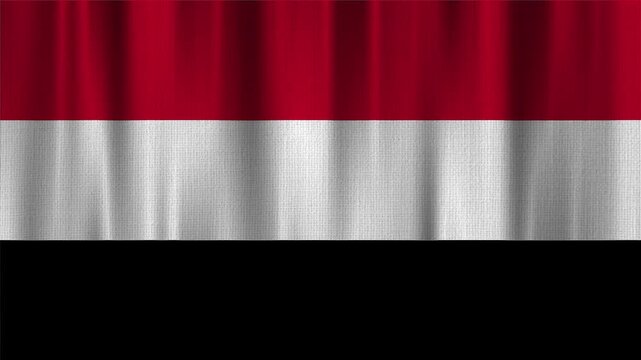 Yemen Flag Animation With Fabric Texture