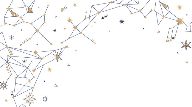 Geometric Space Background - Minimal Constellation Pattern in Navy and Gold