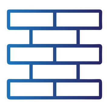 Abstract blue gradient brick wall icon, representing building and foundation