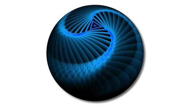 Minimalist geometric globe. Abstract blue neon lines in motion.