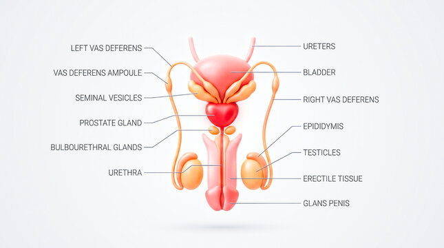 Anatomy of the male reproductive system with labels