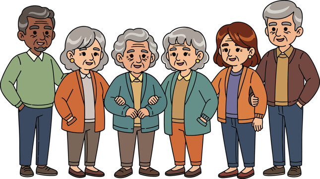 Golden girls and a gentleman a cartoon group portrait