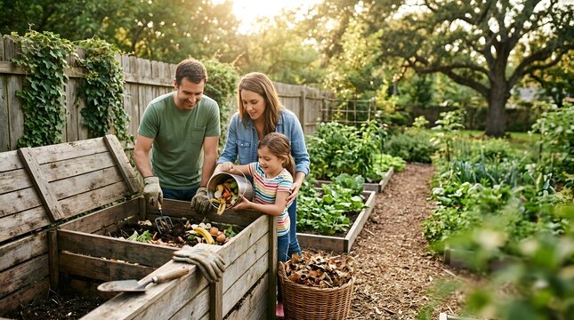 Family composting organic waste
