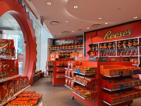 April 2026, Singapore: Hershey's Reese's Peanut Butter Chocolate display shelves