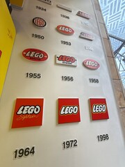 Fototapeta premium April 2026, Singapore: evolution of the LEGO Group logo