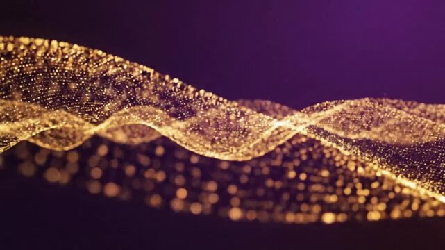 Golden particle wave on dark background perfect for UI/UX design and motion graphics