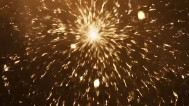 Explosion of golden sparks for creative digital media and visual arts